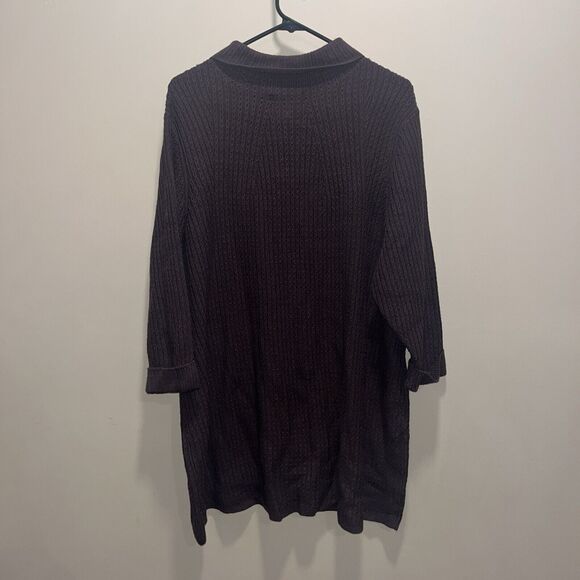 Land's End Women's Brown Turtleneck Tunic Dress 2X 3/4 Sleeves Cozy Casual Cable - Picture 2 of 10